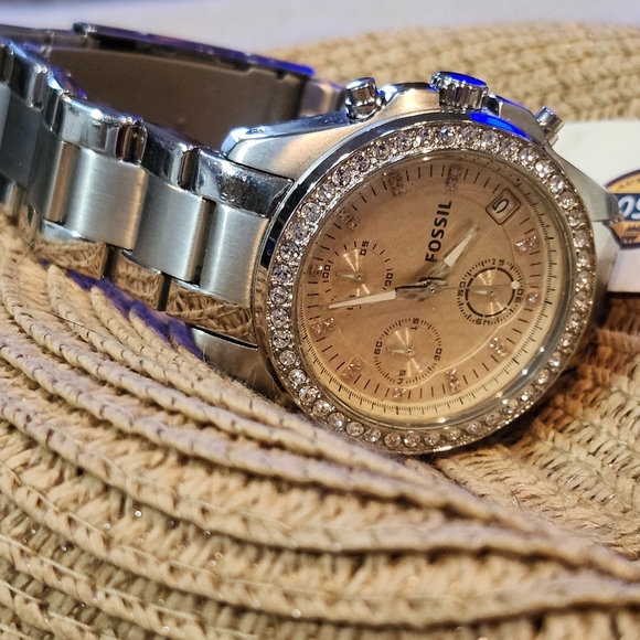 NWT FOSSIL Decker Chronograph Watch ES339 New Battery SS 8 inch - Picture 4 of 9